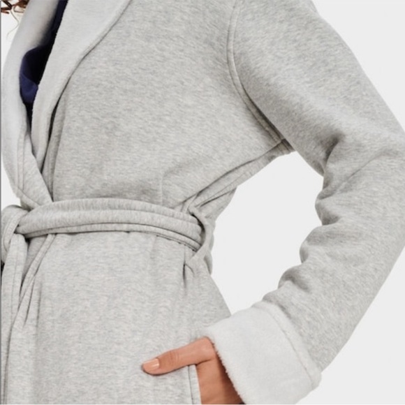 UGG Duffield Robe II Womens Grey double knit fleece pockets belt Sz M NEW - Picture 4 of 8